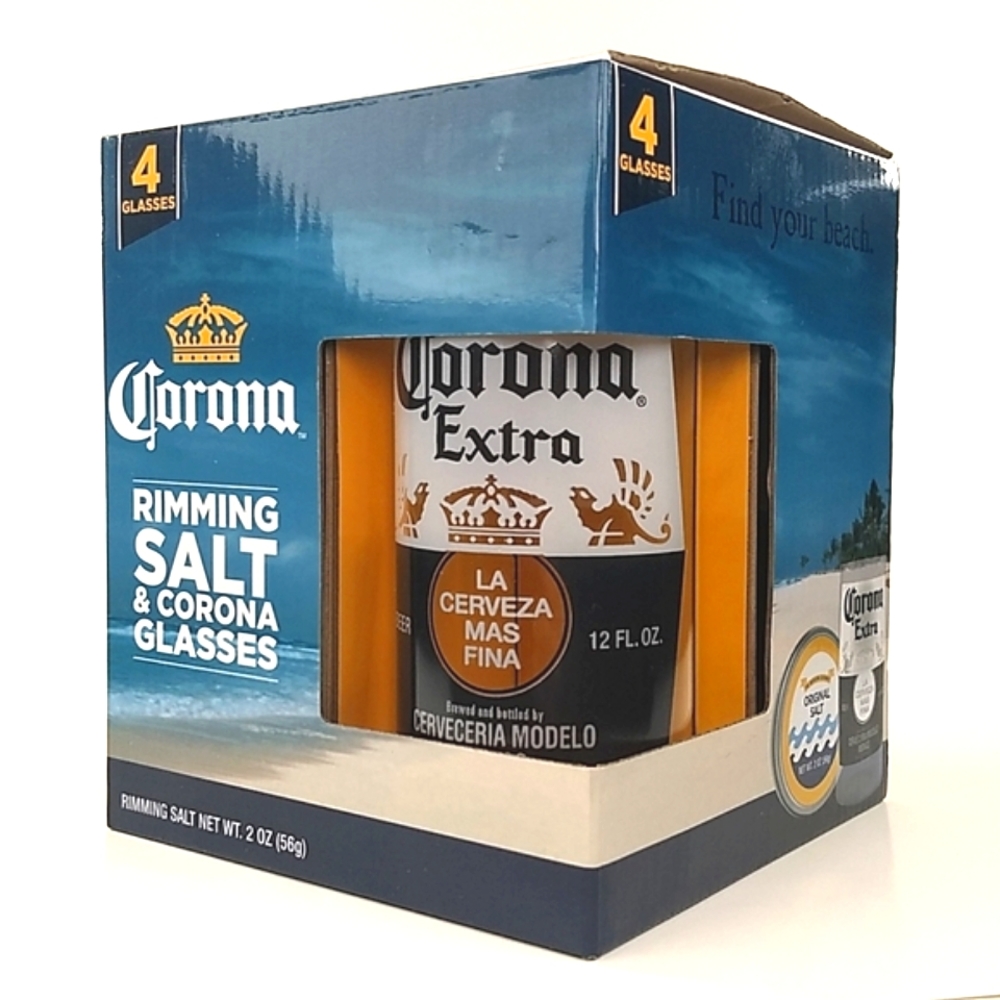 Corona Extra: 4 Glasses & Rimming Salt Set NWT 2016